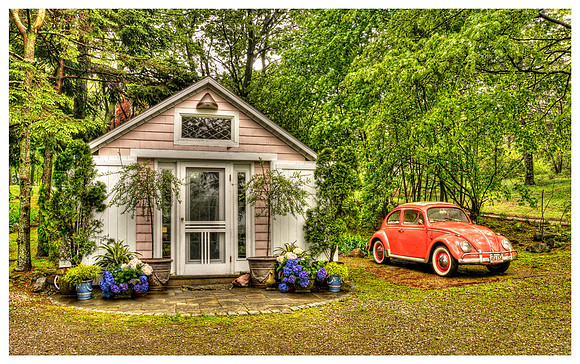 Cottage with Pink VW